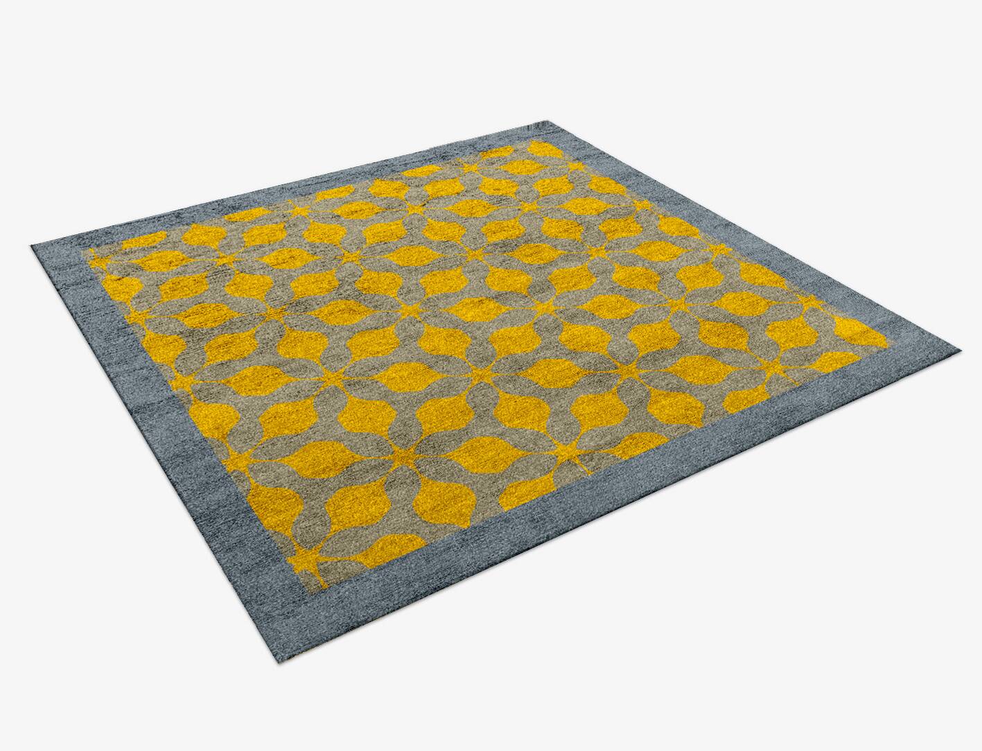 Spinner Geometric Square Hand Knotted Bamboo Silk Custom Rug by Rug Artisan