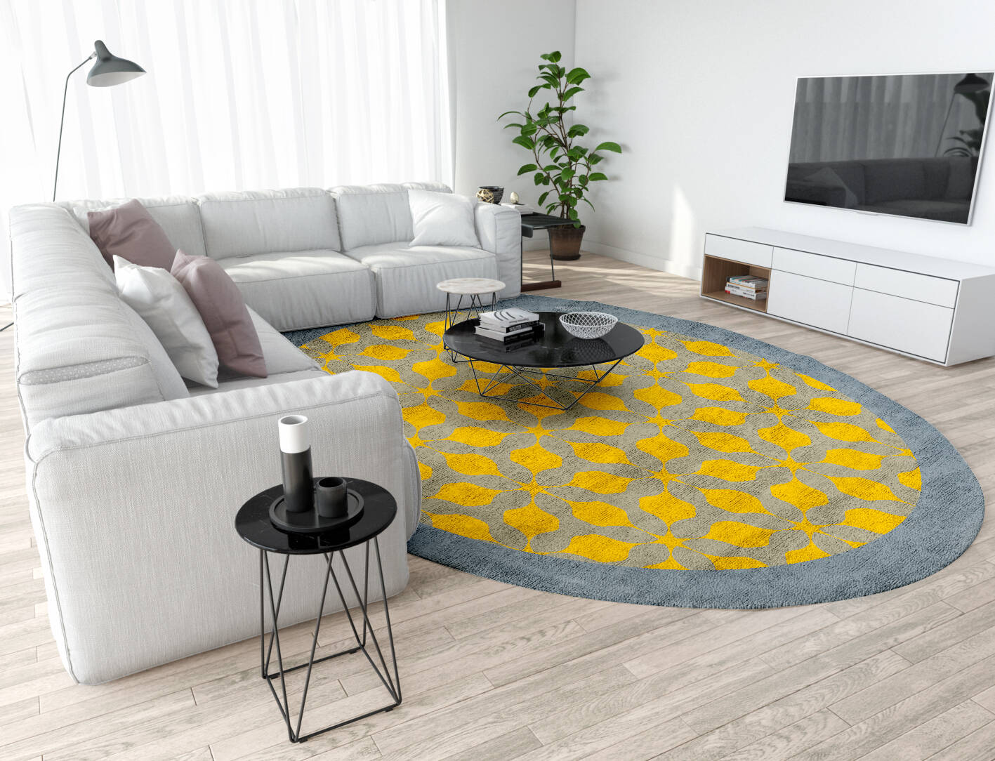 Spinner Geometric Oval Hand Tufted Bamboo Silk Custom Rug by Rug Artisan