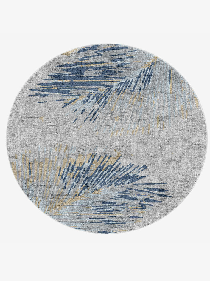 Spoils Cerulean Round Hand Knotted Bamboo Silk Custom Rug by Rug Artisan
