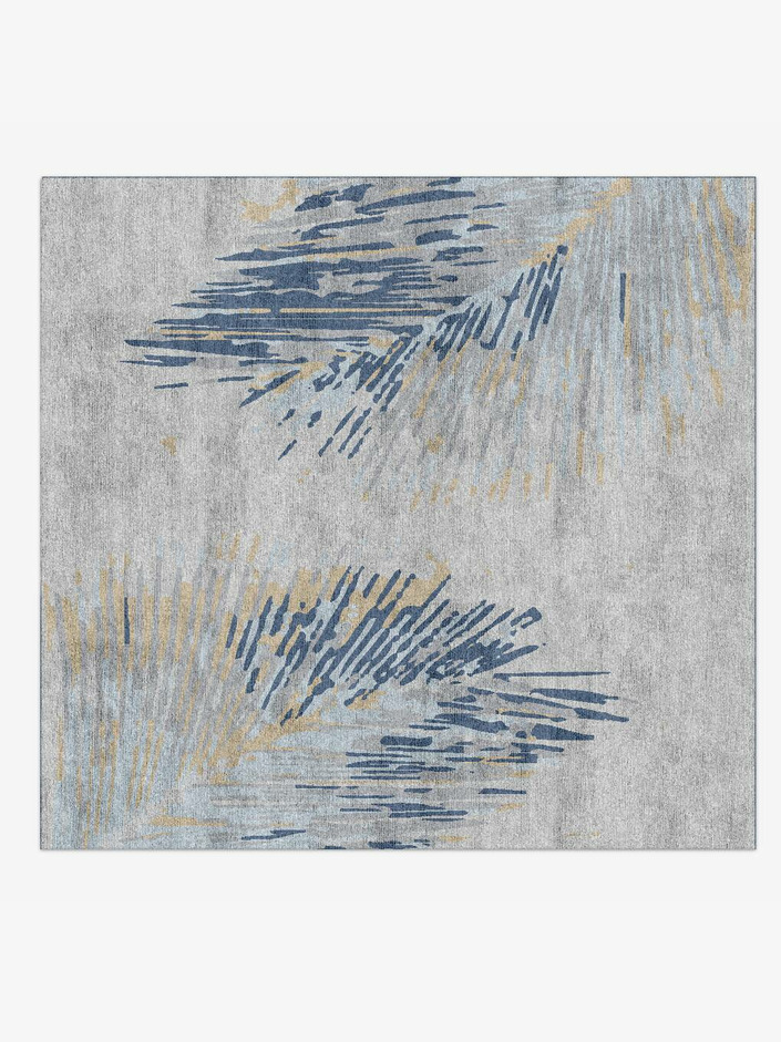 Spoils Cerulean Square Hand Knotted Bamboo Silk Custom Rug by Rug Artisan