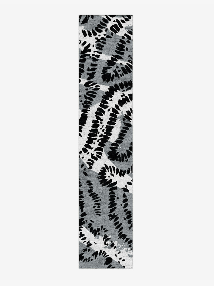 Spor Black Monochrome Runner Hand Knotted Bamboo Silk Custom Rug by Rug Artisan