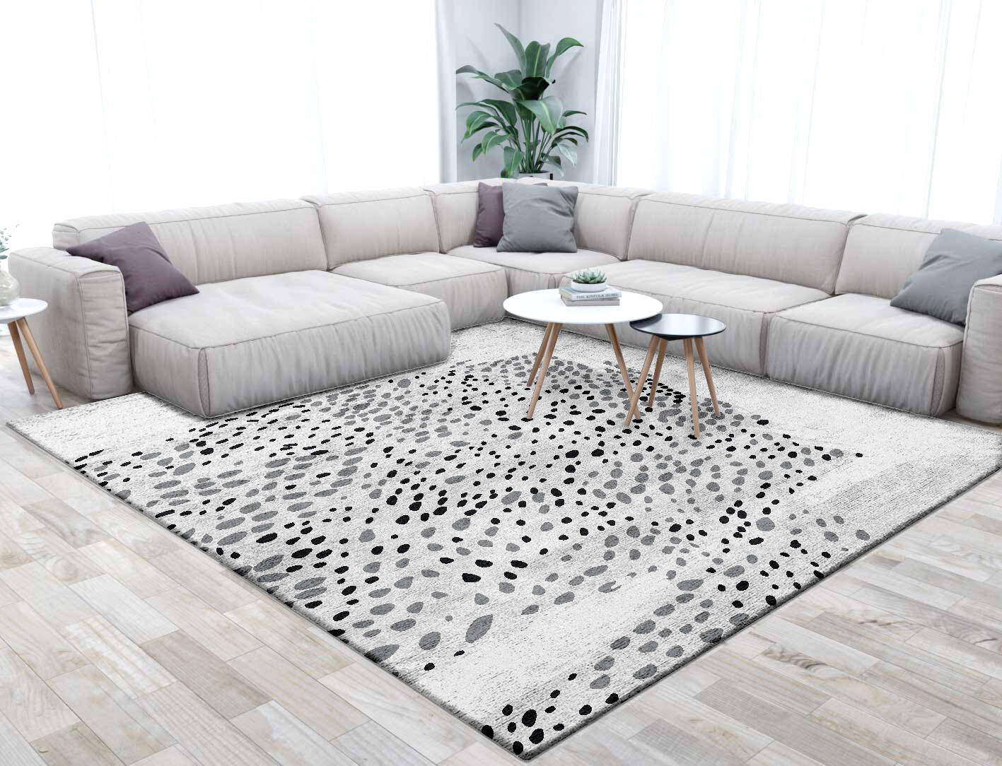 Spot Dot Terrazzo Play Square Hand Tufted Bamboo Silk Custom Rug by Rug Artisan