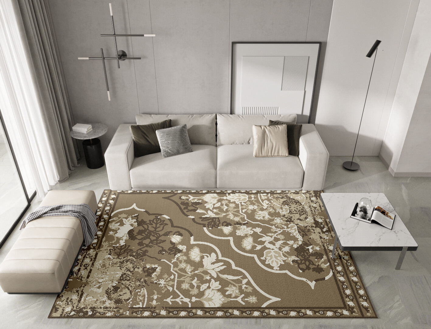Sprayed Tabriz Persian Bagh Rectangle Hand Tufted Pure Wool Custom Rug by Rug Artisan