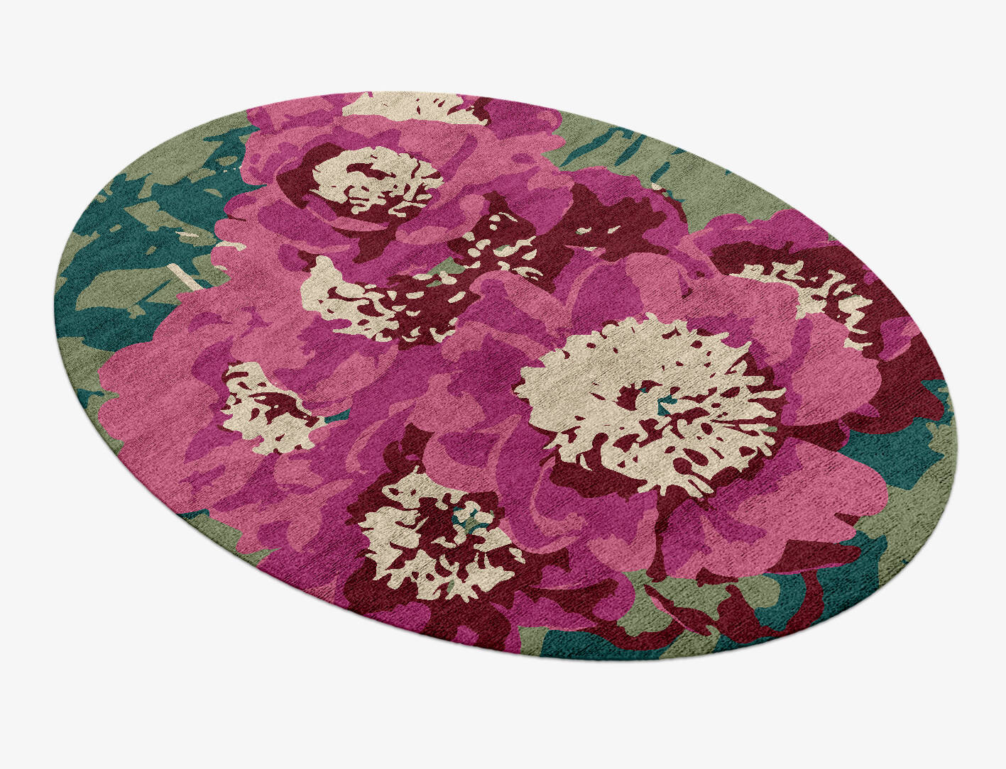 Spring Floral Oval Hand Knotted Bamboo Silk Custom Rug by Rug Artisan
