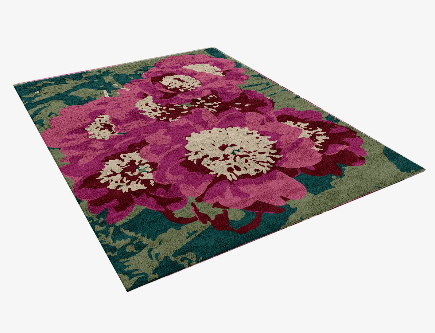 Spring Floral Rectangle Hand Knotted Bamboo Silk Custom Rug by Rug Artisan
