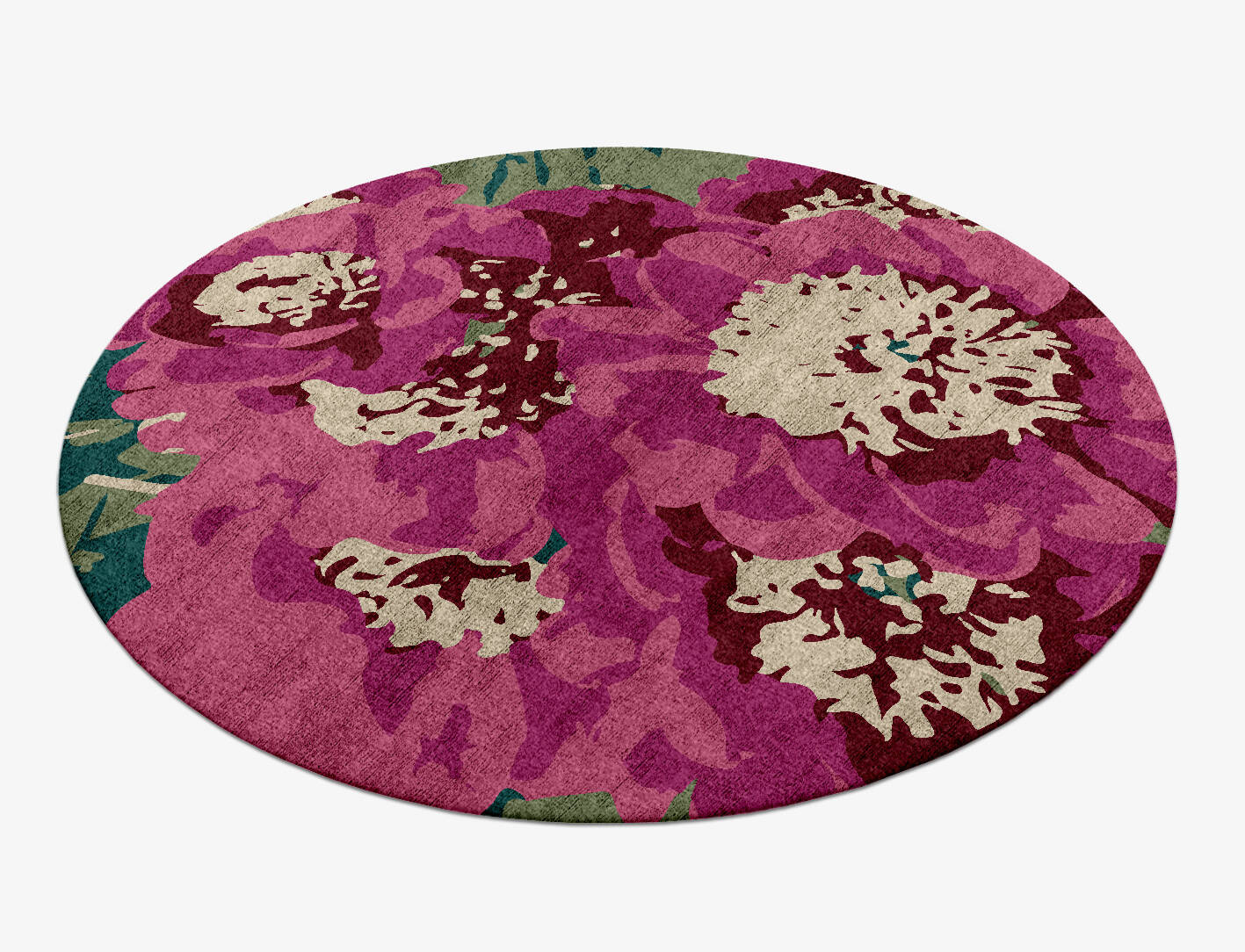 Spring Floral Round Hand Knotted Bamboo Silk Custom Rug by Rug Artisan