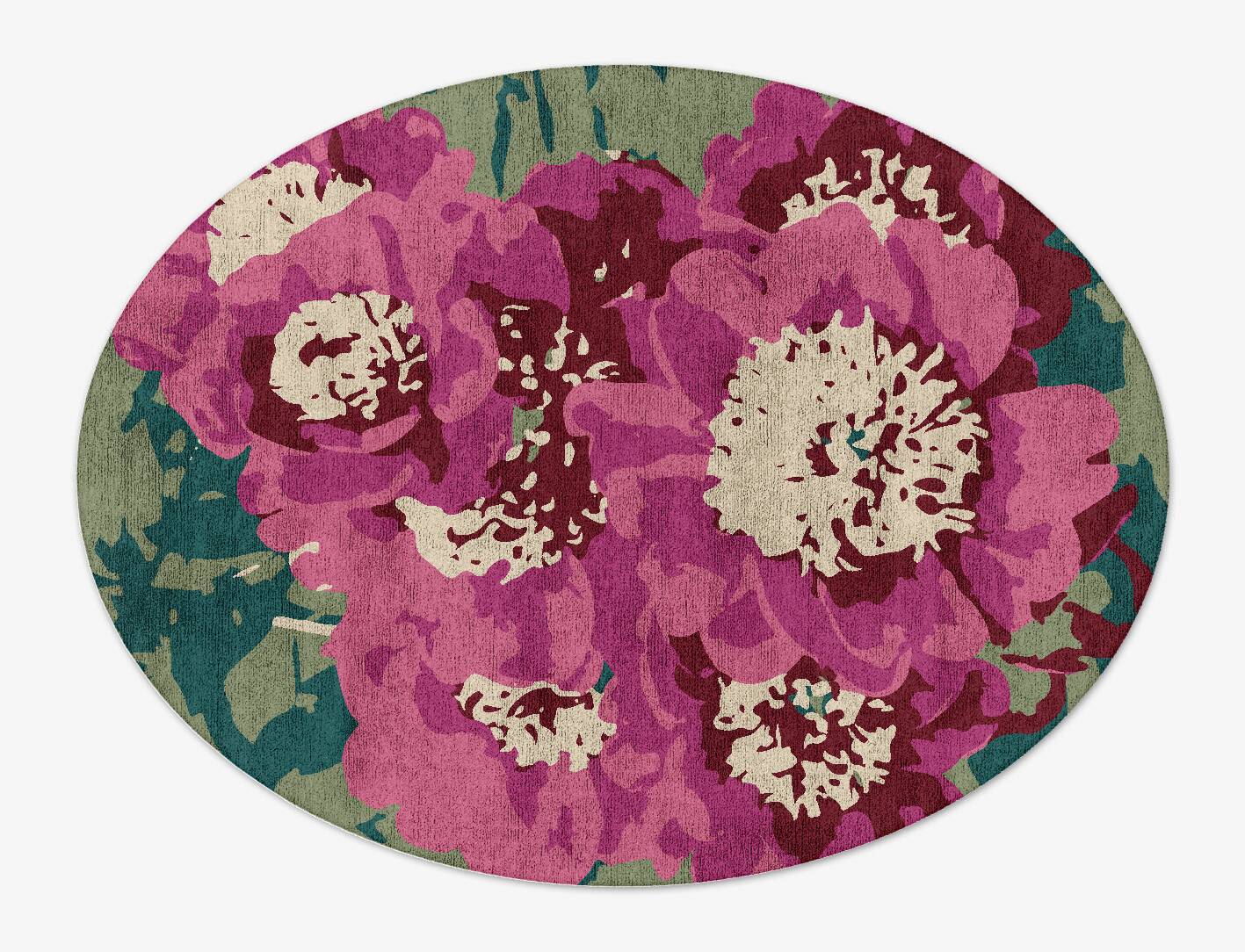 Spring Floral Oval Hand Tufted Bamboo Silk Custom Rug by Rug Artisan