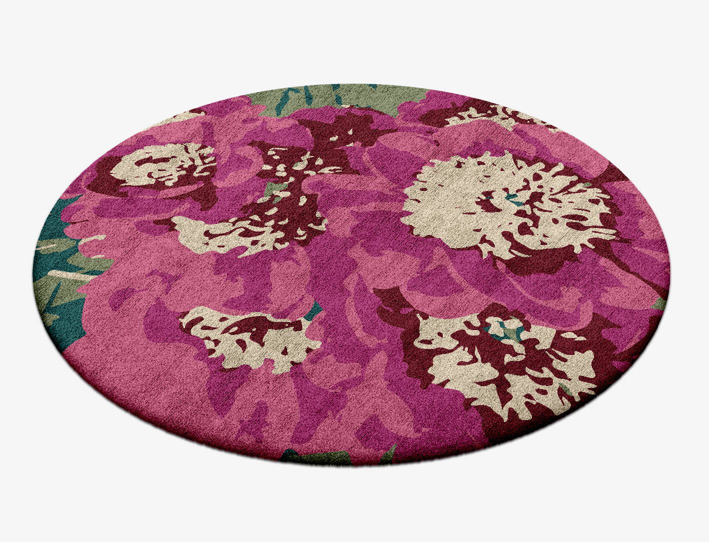 Spring Floral Round Hand Tufted Bamboo Silk Custom Rug by Rug Artisan
