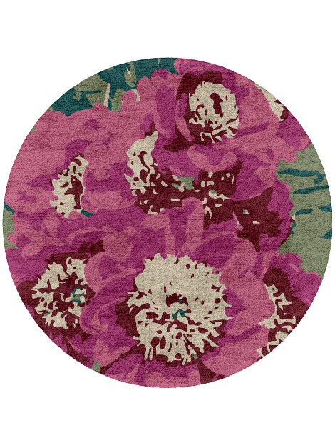 Spring Floral Round Hand Tufted Bamboo Silk Custom Rug by Rug Artisan