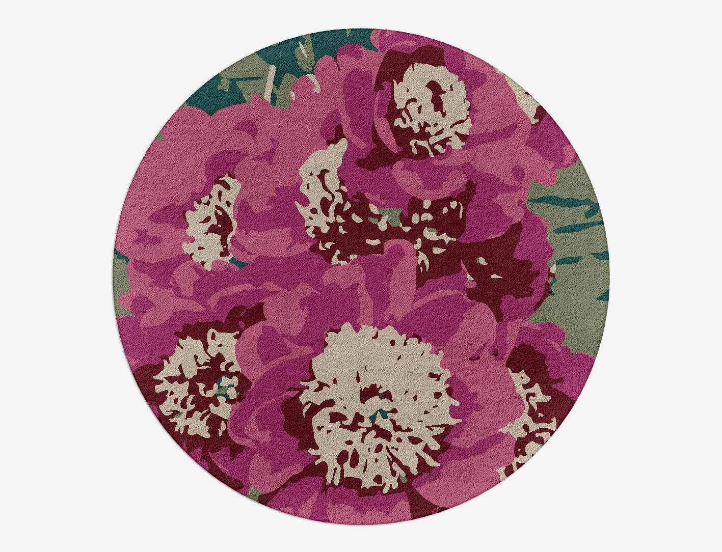 Spring Floral Round Hand Tufted Pure Wool Custom Rug by Rug Artisan