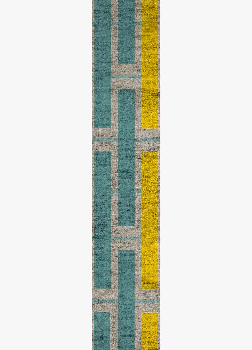 Springs Geometric Runner Flatweave Bamboo Silk Custom Rug by Rug Artisan