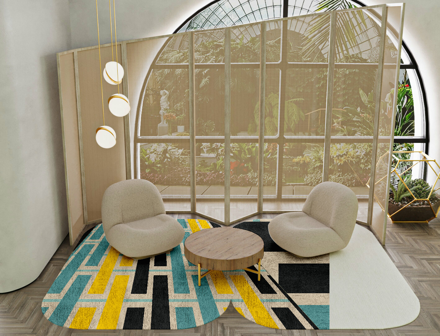 Springs Geometric Eight Hand Knotted Bamboo Silk Custom Rug by Rug Artisan
