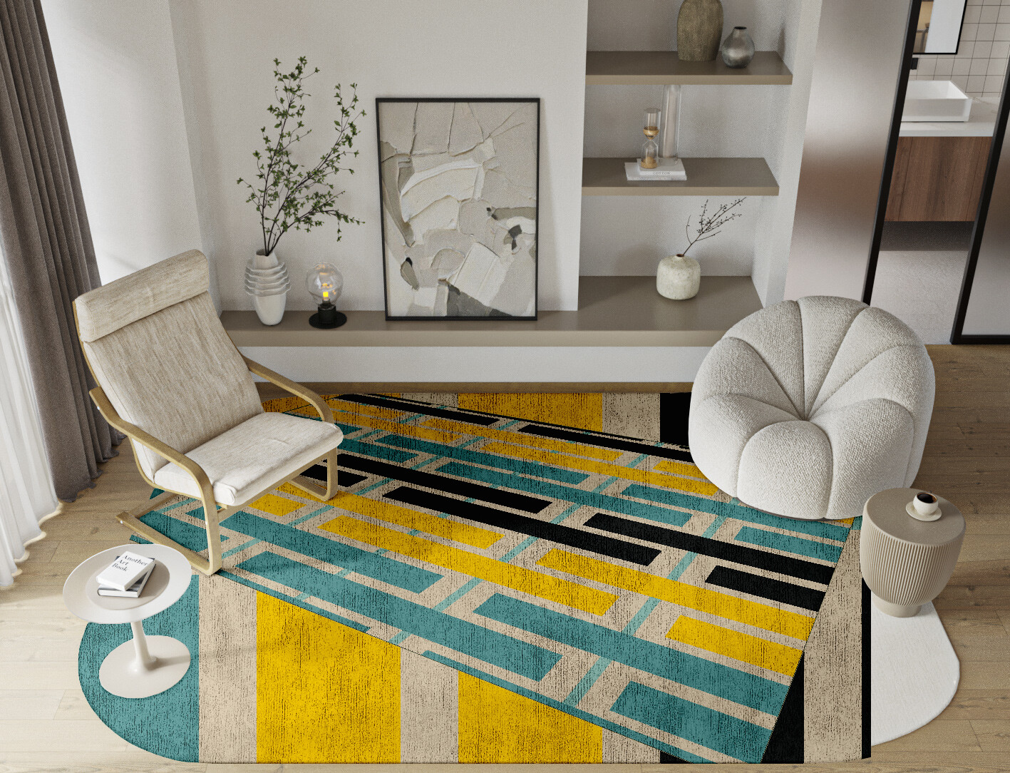 Springs Geometric Oblong Hand Knotted Bamboo Silk Custom Rug by Rug Artisan