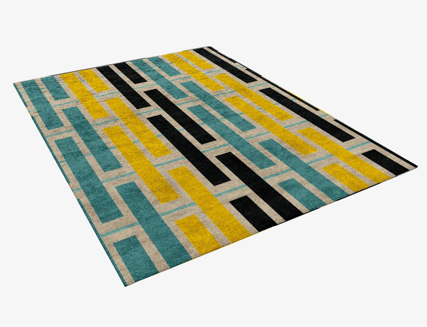 Springs Geometric Rectangle Hand Knotted Bamboo Silk Custom Rug by Rug Artisan