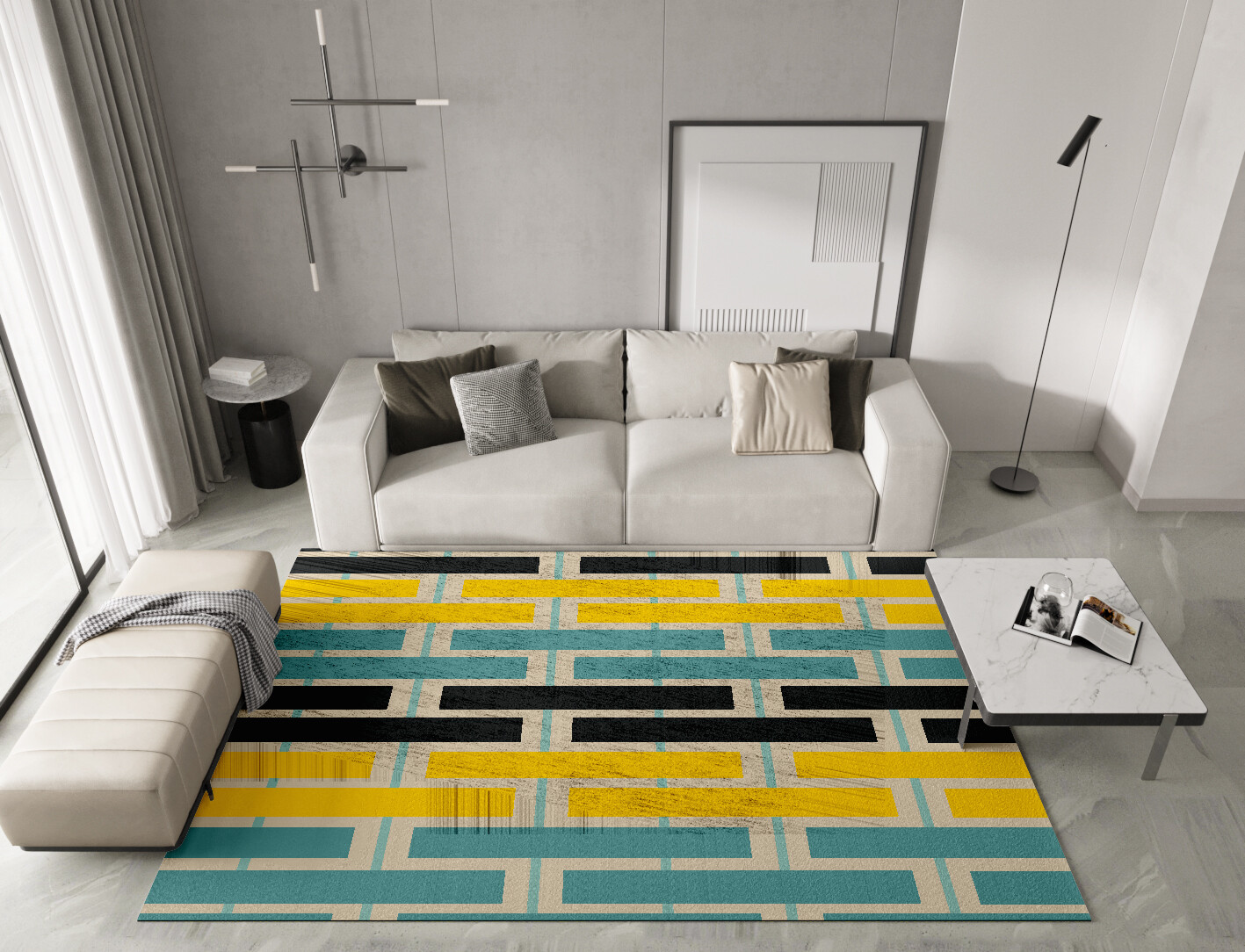 Springs Geometric Rectangle Hand Knotted Bamboo Silk Custom Rug by Rug Artisan