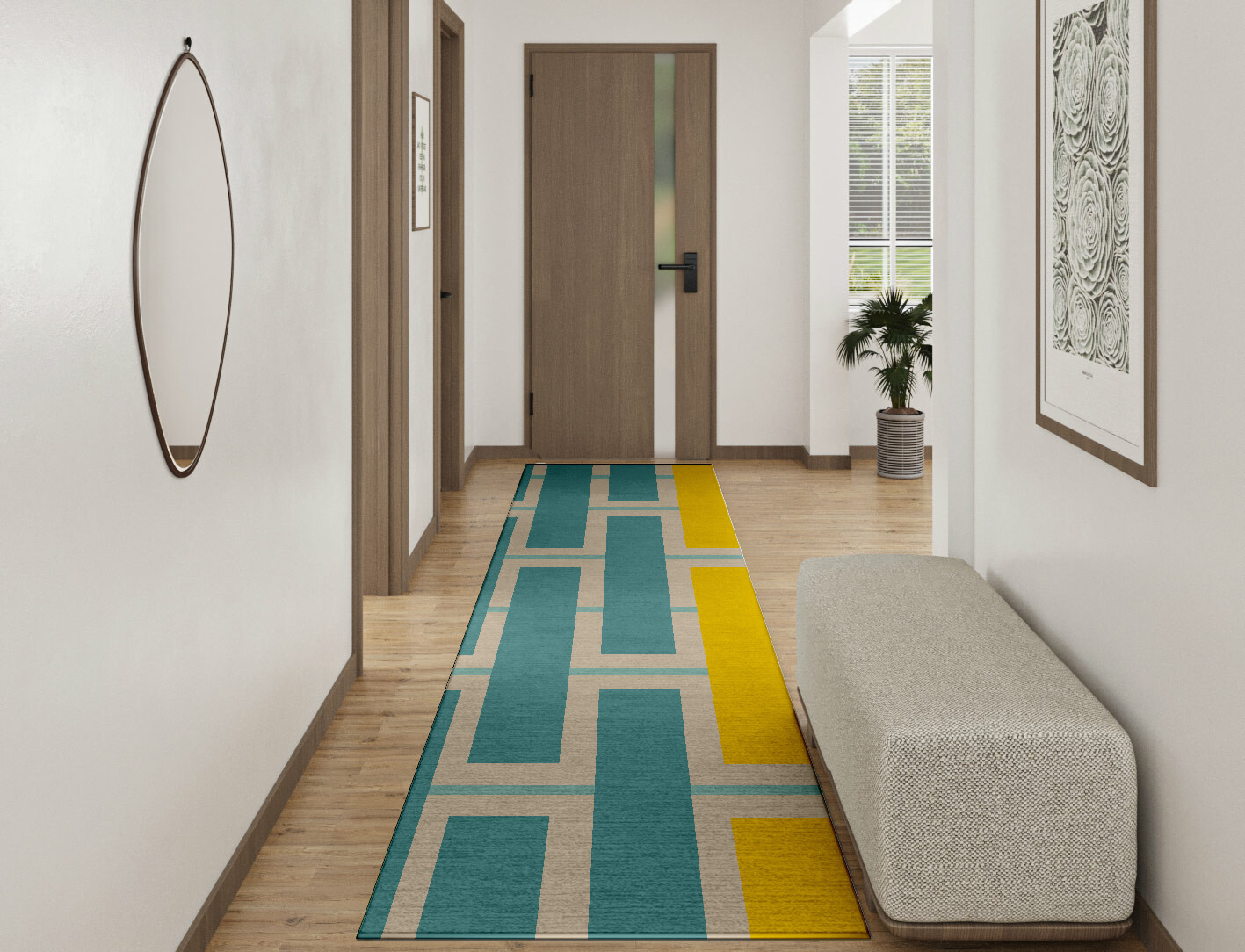 Springs Geometric Runner Hand Knotted Tibetan Wool Custom Rug by Rug Artisan