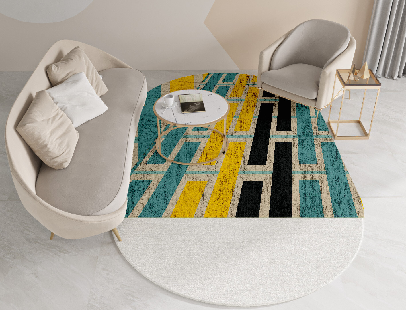 Springs Geometric Capsule Hand Tufted Bamboo Silk Custom Rug by Rug Artisan