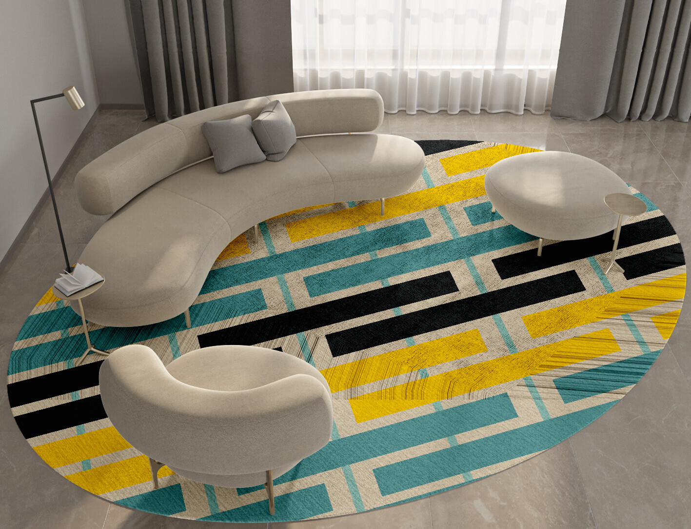 Springs Geometric Oval Hand Tufted Bamboo Silk Custom Rug by Rug Artisan
