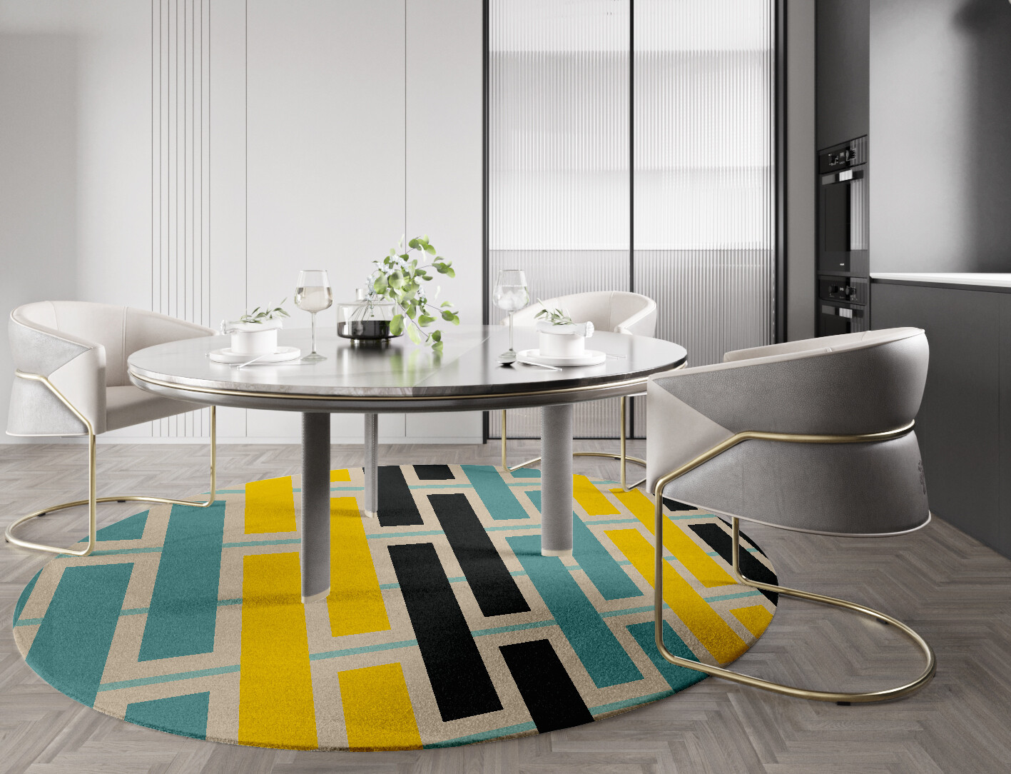 Springs Geometric Round Hand Tufted Pure Wool Custom Rug by Rug Artisan
