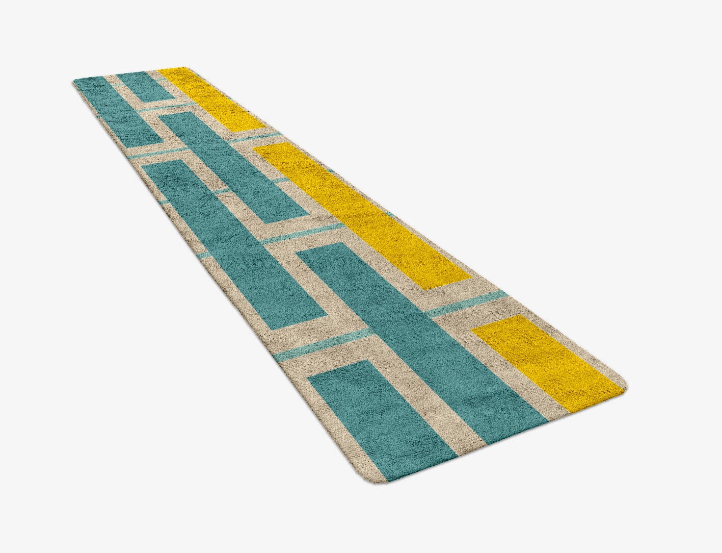 Springs Geometric Runner Hand Tufted Bamboo Silk Custom Rug by Rug Artisan