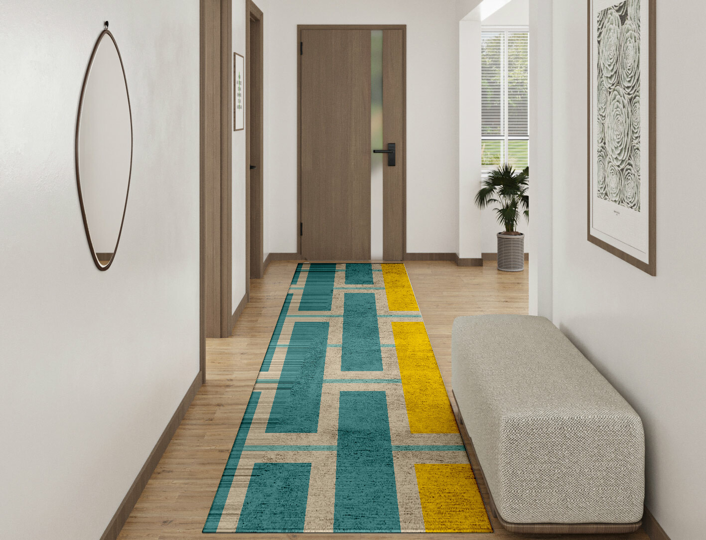 Springs Geometric Runner Hand Tufted Bamboo Silk Custom Rug by Rug Artisan