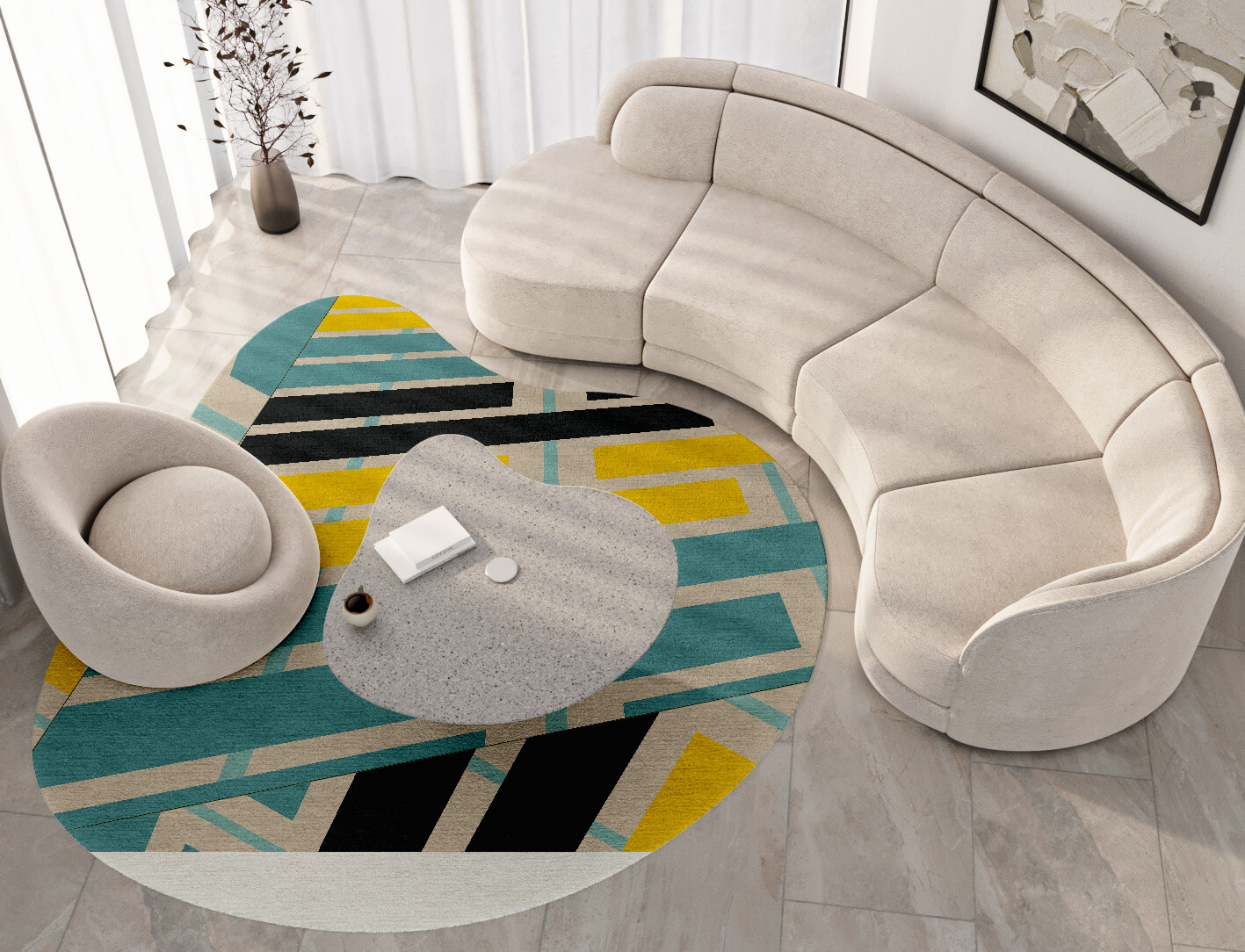 Springs Geometric Splash Hand Tufted Pure Wool Custom Rug by Rug Artisan
