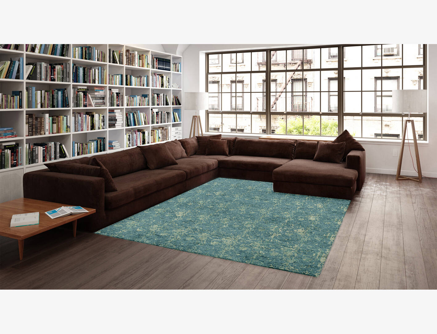 Sprinkled Vintage Rectangle Hand Knotted Bamboo Silk Custom Rug by Rug Artisan