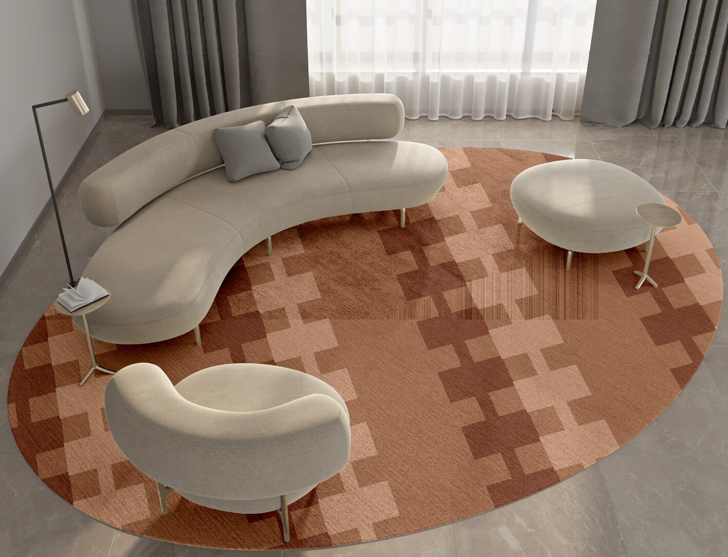Spruce Geometric Oval Hand Knotted Bamboo Silk Custom Rug by Rug Artisan