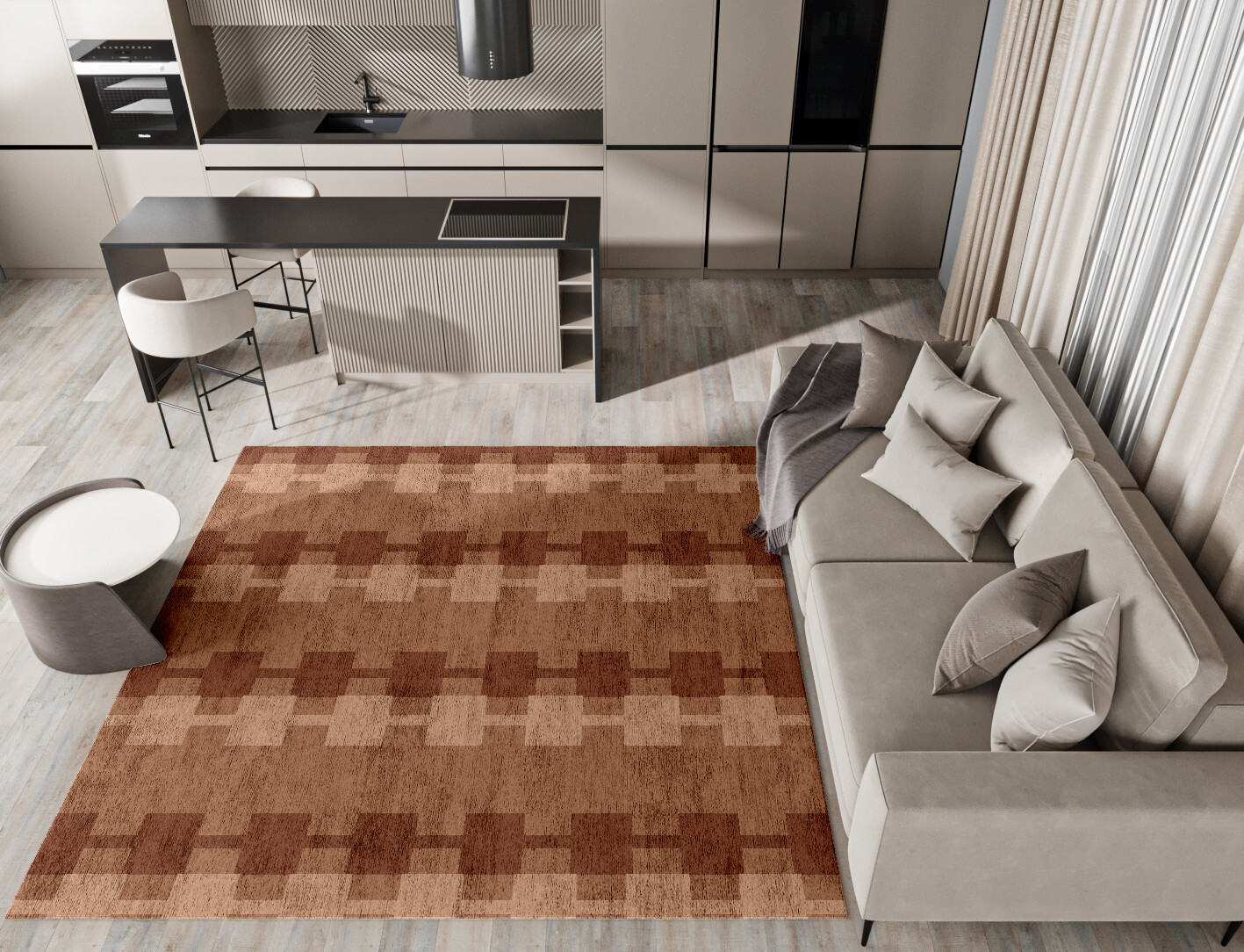 Spruce Geometric Square Hand Tufted Bamboo Silk Custom Rug by Rug Artisan