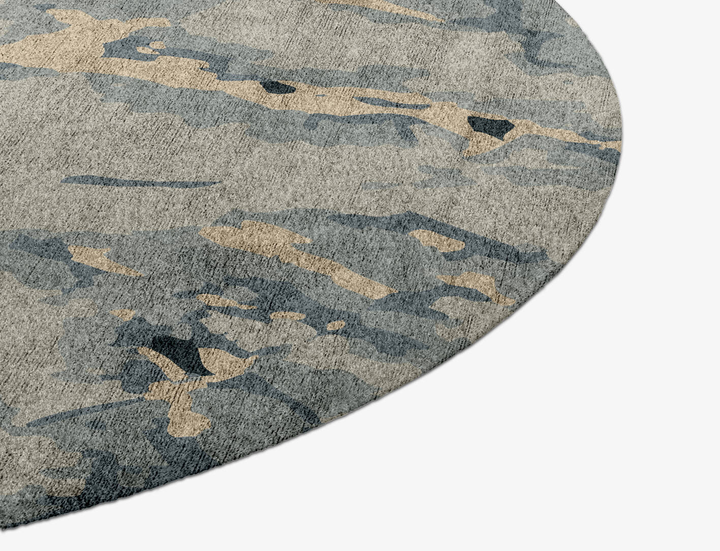 Spume Surface Art Round Hand Knotted Bamboo Silk Custom Rug by Rug Artisan