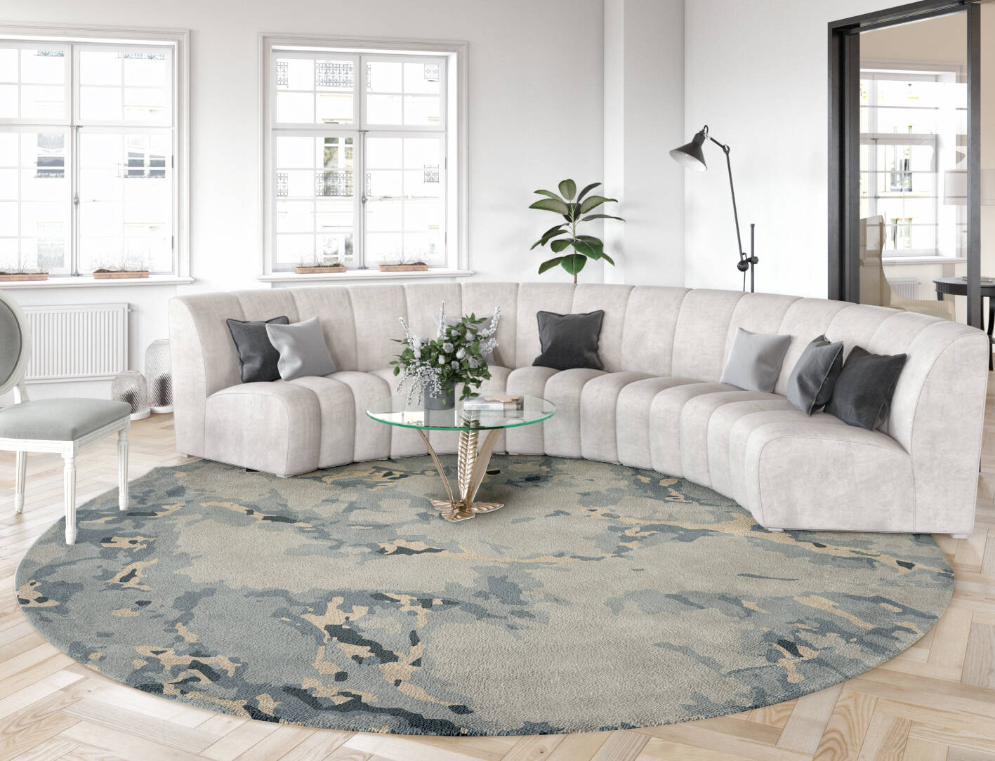 Spume Surface Art Round Hand Tufted Pure Wool Custom Rug by Rug Artisan