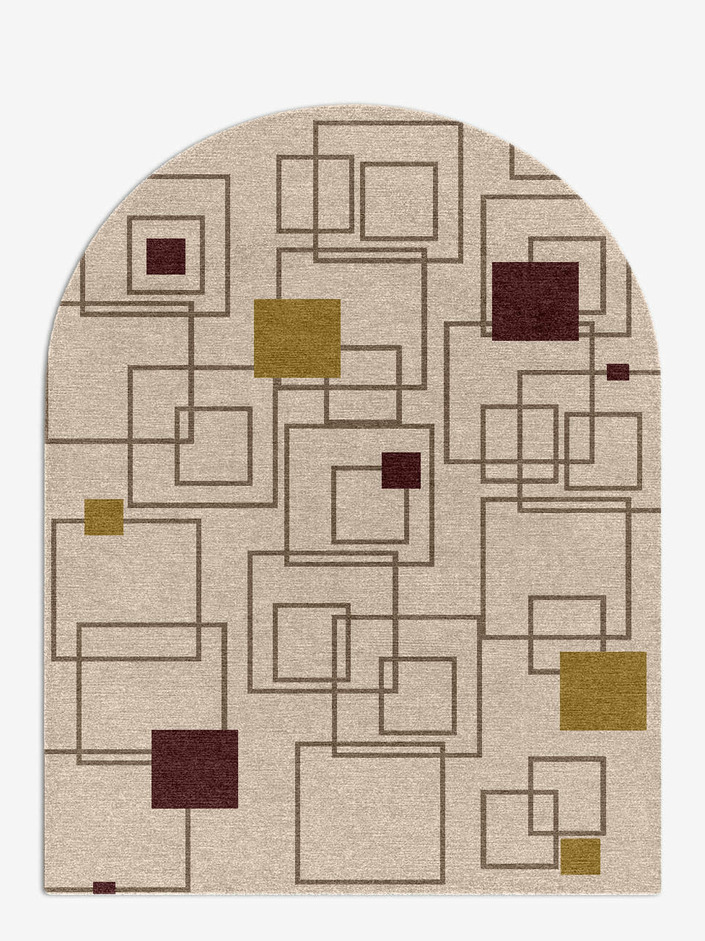 Squares Geometric Arch Hand Knotted Tibetan Wool Custom Rug by Rug Artisan