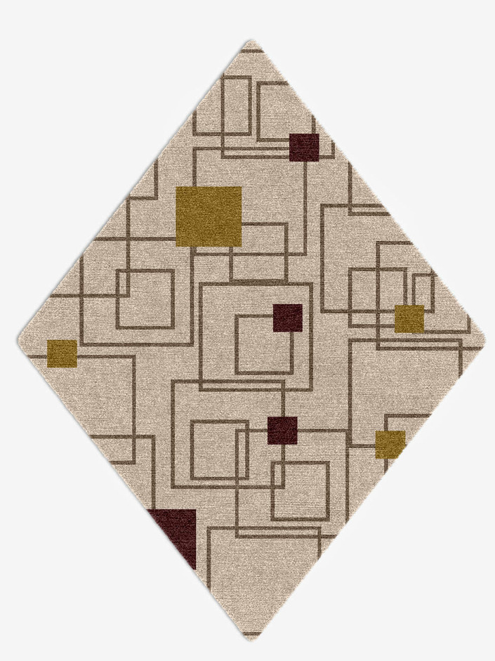 Squares Geometric Diamond Hand Knotted Tibetan Wool Custom Rug by Rug Artisan