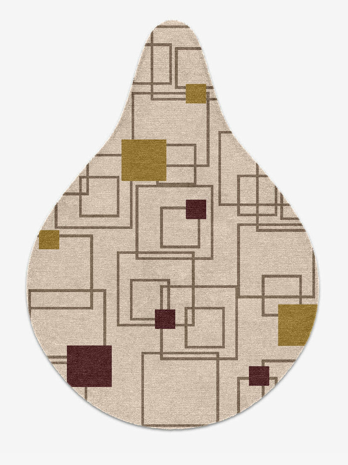 Squares Geometric Drop Hand Knotted Tibetan Wool Custom Rug by Rug Artisan