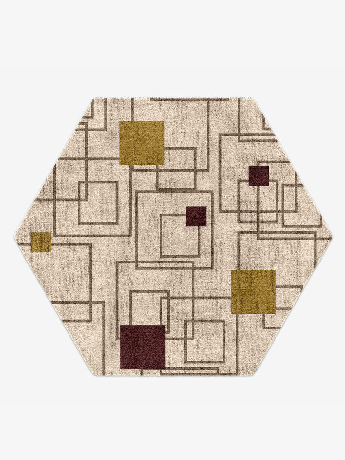 Squares Geometric Hexagon Hand Knotted Bamboo Silk Custom Rug by Rug Artisan