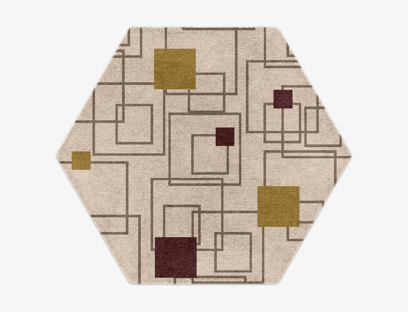 Squares Geometric Hexagon Hand Knotted Tibetan Wool Custom Rug by Rug Artisan