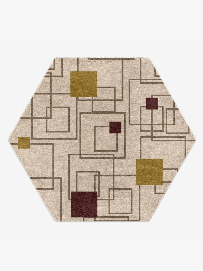 Squares Geometric Hexagon Hand Knotted Tibetan Wool Custom Rug by Rug Artisan
