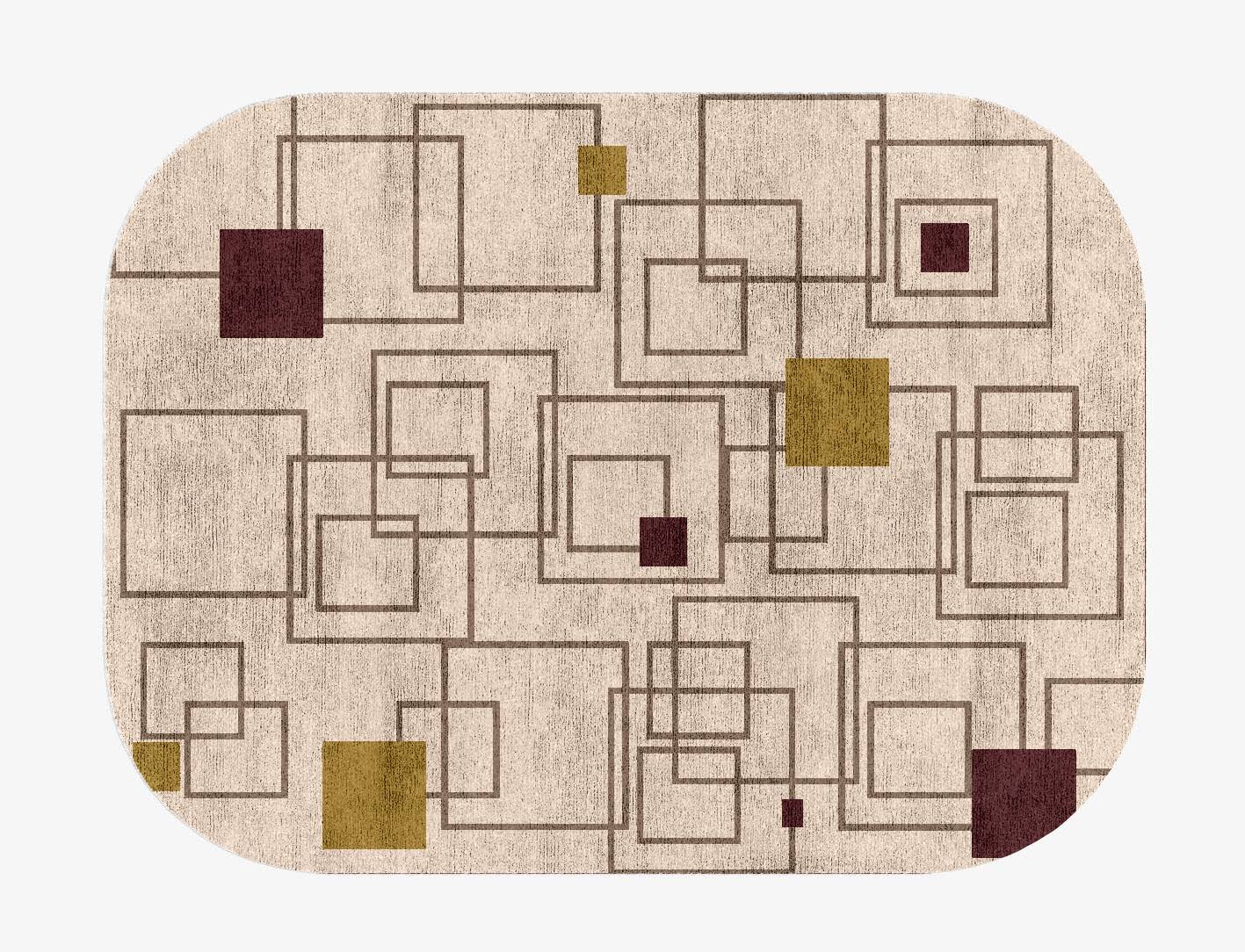 Squares Geometric Oblong Hand Knotted Bamboo Silk Custom Rug by Rug Artisan