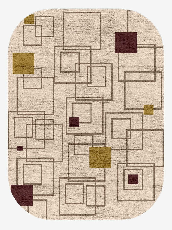 Squares Geometric Oblong Hand Knotted Bamboo Silk Custom Rug by Rug Artisan