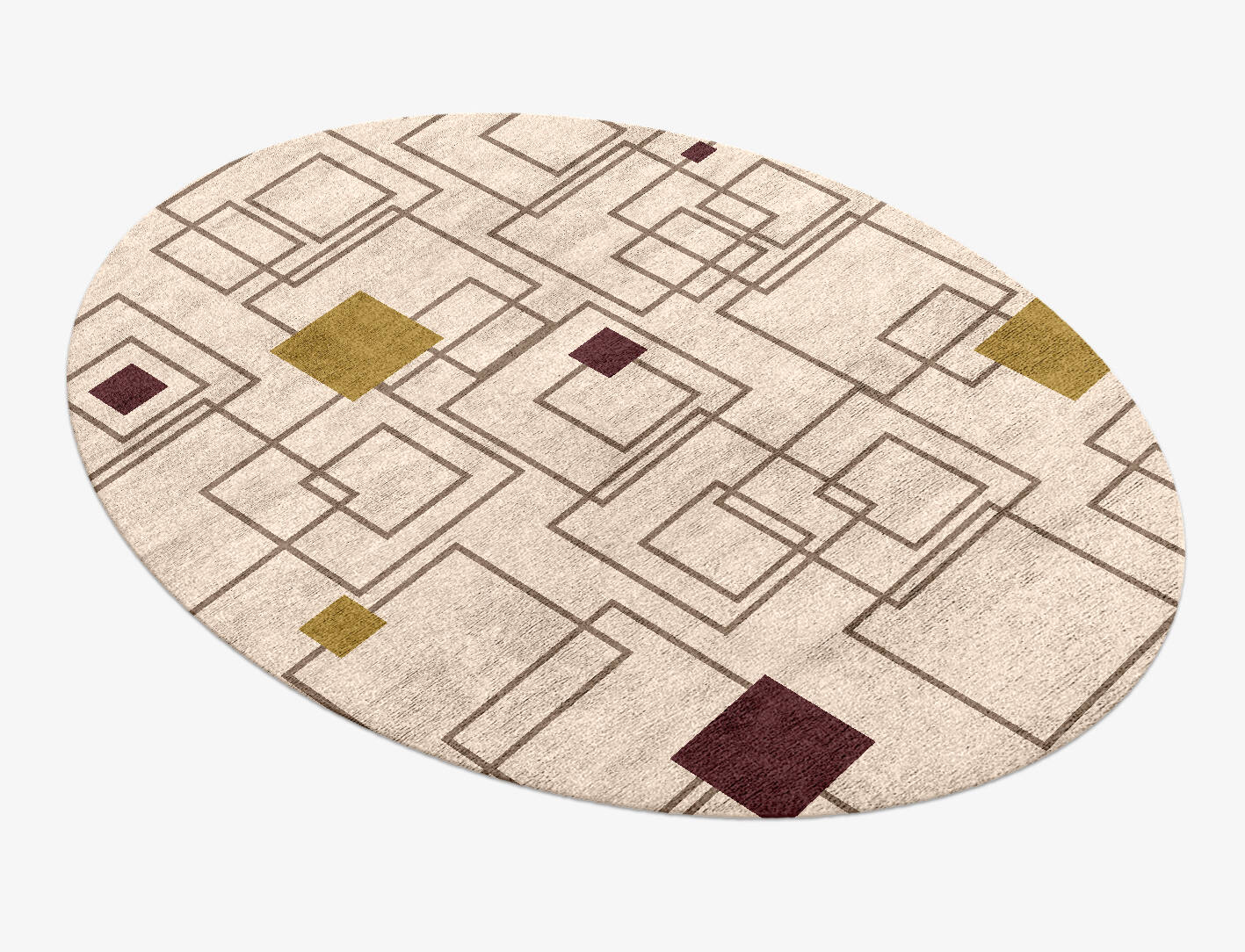 Squares Geometric Oval Hand Knotted Bamboo Silk Custom Rug by Rug Artisan