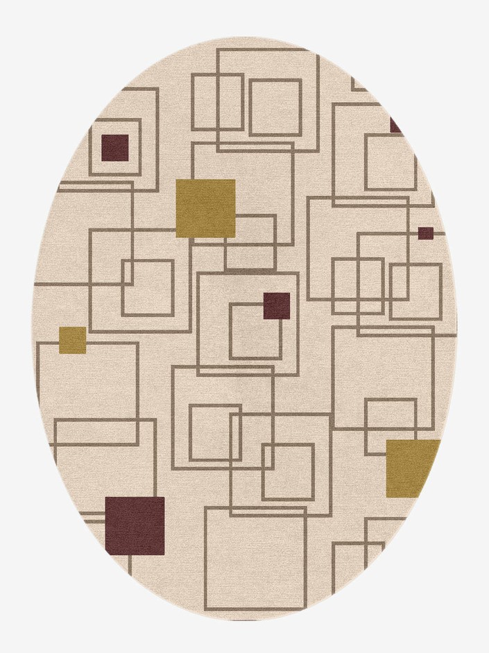 Squares Geometric Oval Hand Knotted Tibetan Wool Custom Rug by Rug Artisan