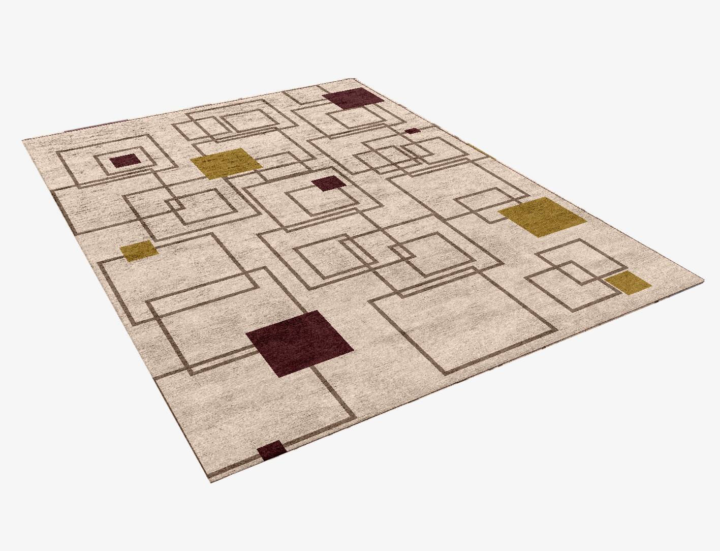 Squares Geometric Rectangle Hand Knotted Bamboo Silk Custom Rug by Rug Artisan