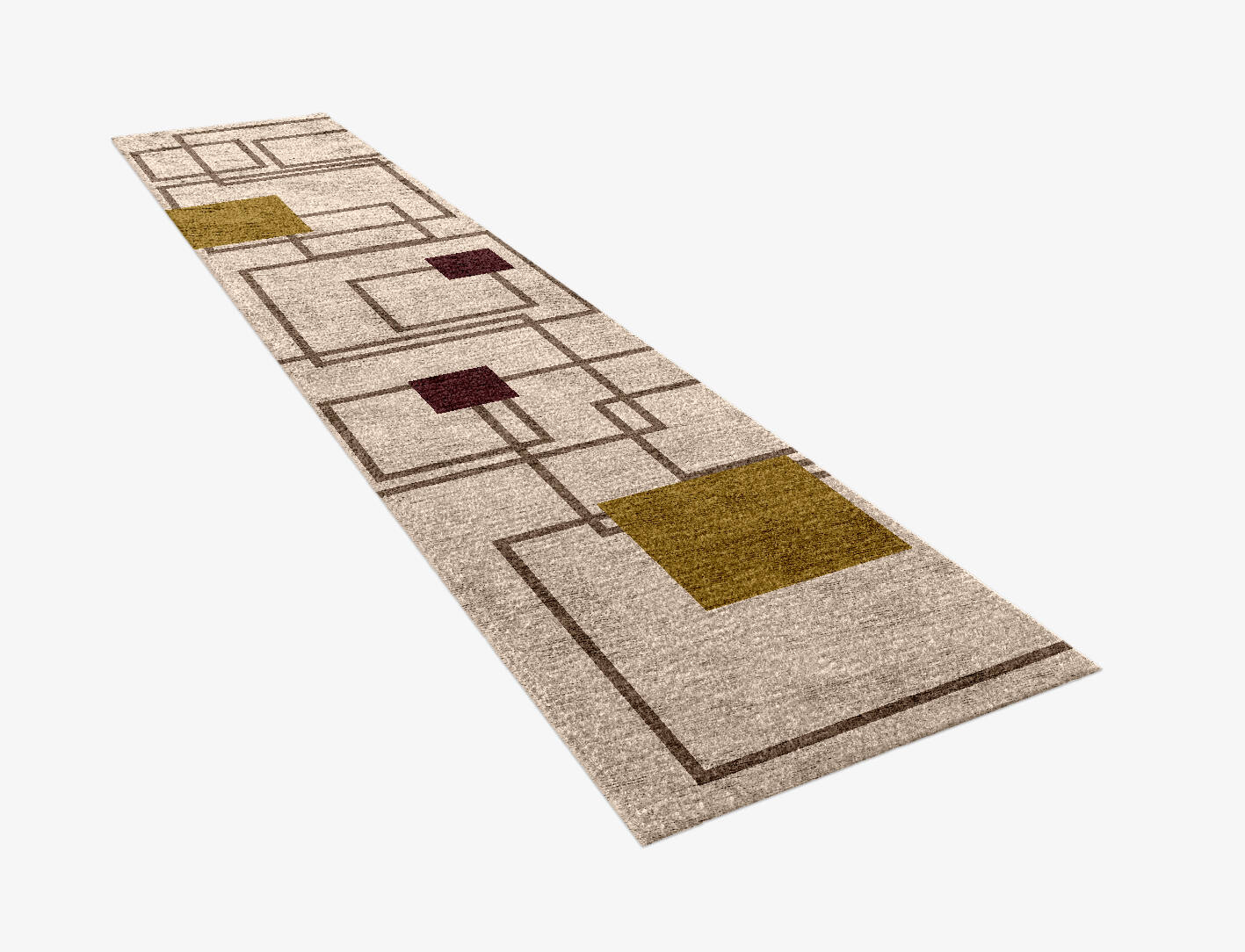 Squares Geometric Runner Hand Knotted Bamboo Silk Custom Rug by Rug Artisan