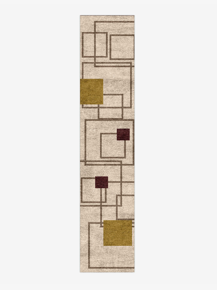 Squares Geometric Runner Hand Knotted Bamboo Silk Custom Rug by Rug Artisan