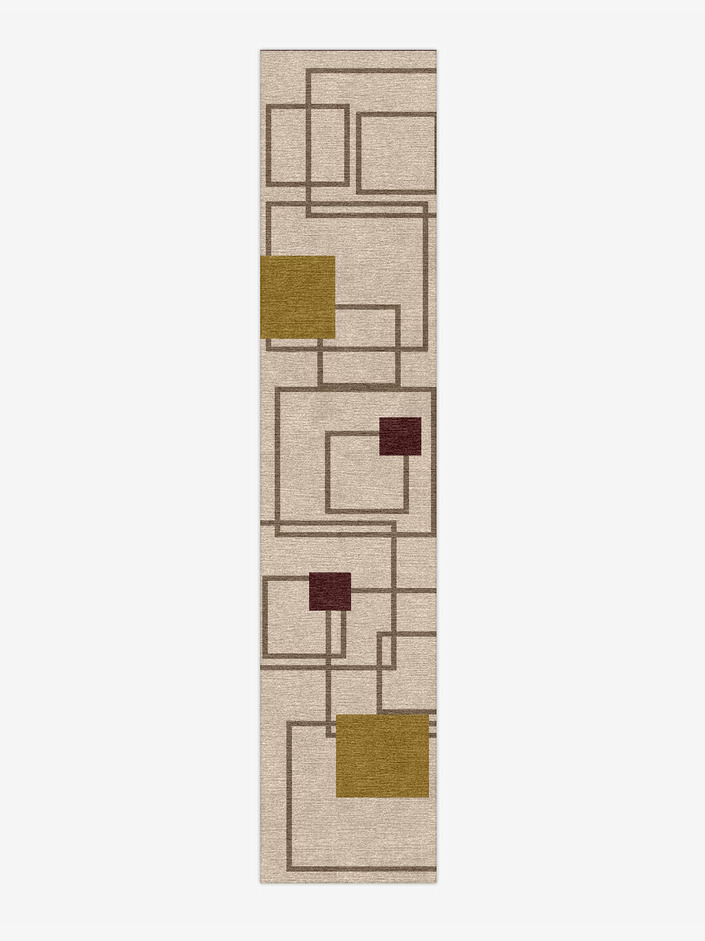 Squares Geometric Runner Hand Knotted Tibetan Wool Custom Rug by Rug Artisan