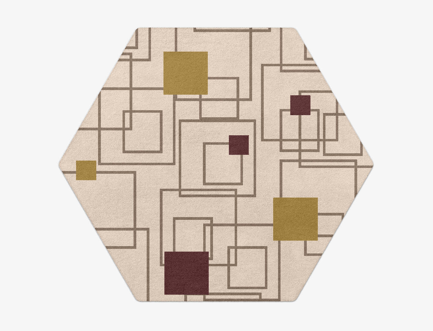Squares Geometric Hexagon Hand Tufted Pure Wool Custom Rug by Rug Artisan