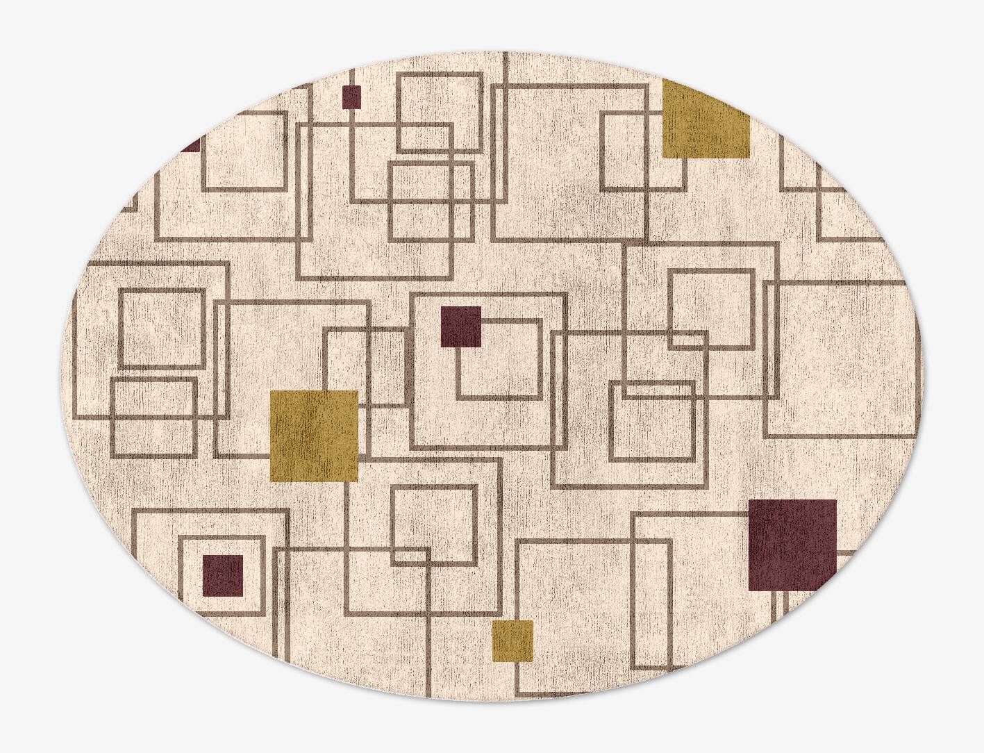 Squares Geometric Oval Hand Tufted Bamboo Silk Custom Rug by Rug Artisan