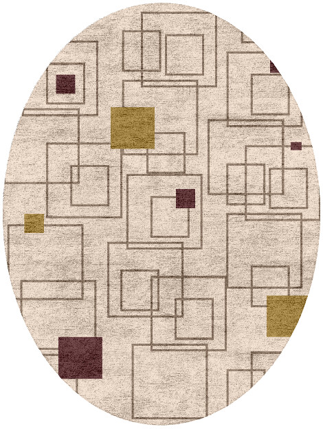 Squares Geometric Oval Hand Tufted Bamboo Silk Custom Rug by Rug Artisan