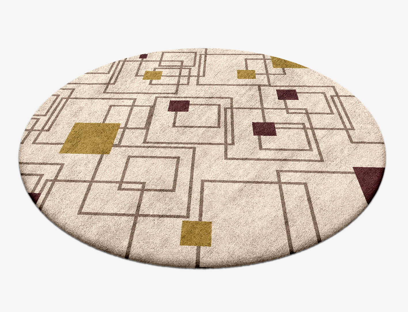 Squares Geometric Round Hand Tufted Bamboo Silk Custom Rug by Rug Artisan