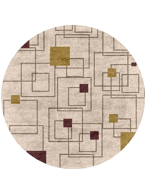 Squares Geometric Round Hand Tufted Bamboo Silk Custom Rug by Rug Artisan